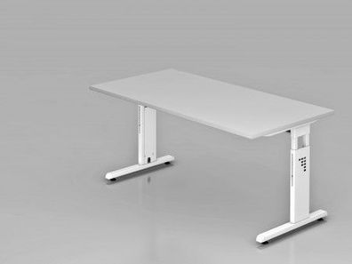 Schreibtisch C-Fuß 160x80cm Grau-Weiß
