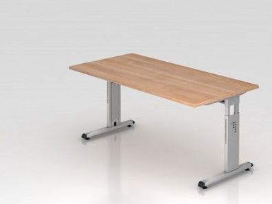 Schreibtisch C-Fuß 160x80cm Nußbaum-Silber