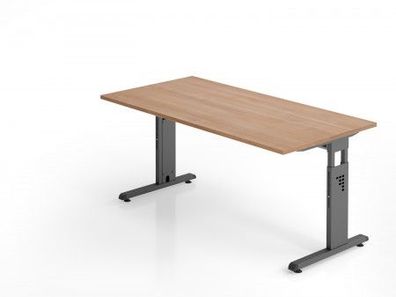 Schreibtisch C-Fuß 160x80cm Nußbaum-Graphit