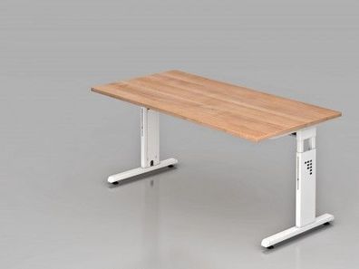 Schreibtisch C-Fuß 160x80cm Nußbaum-Weiß
