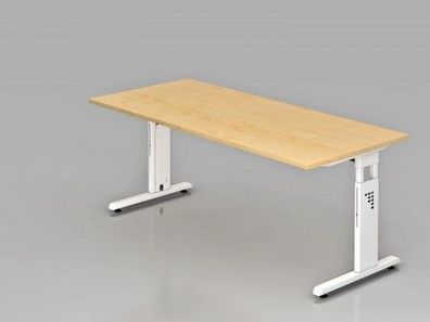Schreibtisch C-Fuß 180x80cm Ahorn-Weiß