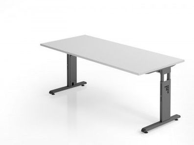 Schreibtisch C-Fuß 180x80cm Grau-Graphit