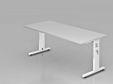 Schreibtisch C-Fuß 180x80cm Grau-Weiß
