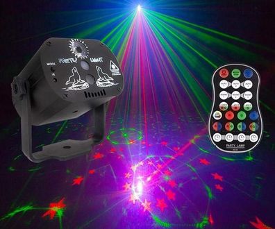 Mini-Laser-Bühnenlicht mit 60 Mustern RGB-LED, USB-Kabel und Fernbedienung - USB DC