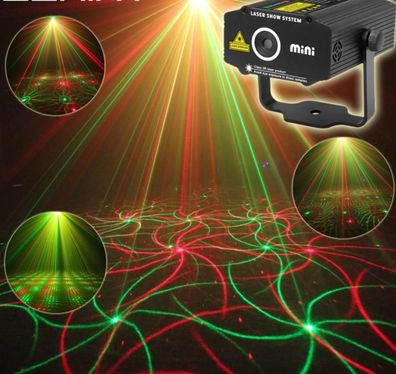 Mini Moving R & G Laser 4 Pattern Projektor - ein ohne Fernbedienung / EU-Stecker
