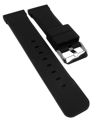 Minott | Uhrenarmband Silikon weich glatt schwarz Dornschließe 40298