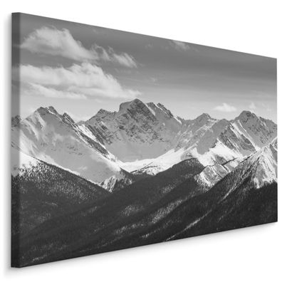 CANVAS Leinwandbild XXL Wandbilder schwarz-weiße Landschaft Berge 1152