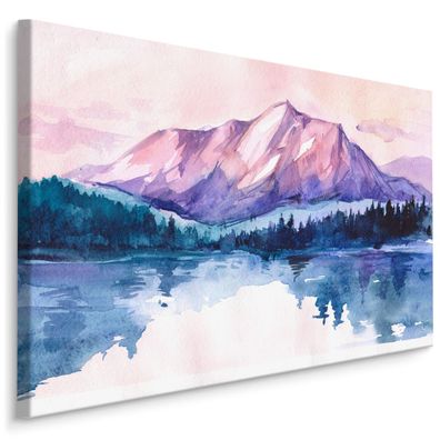 CANVAS Leinwandbild XXL Wandbilder Wohnzimmer maleriches LAND Berge 1159