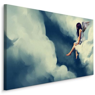 CANVAS Leinwandbild XXL Wandbilder Wohnzimmer Frau ENGEL Himmel Wolken 1015