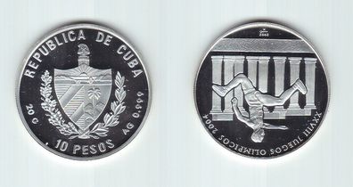 10 Pesos Silber Münze Kuba 2004 Olympische Spiele Athen PP (141894)