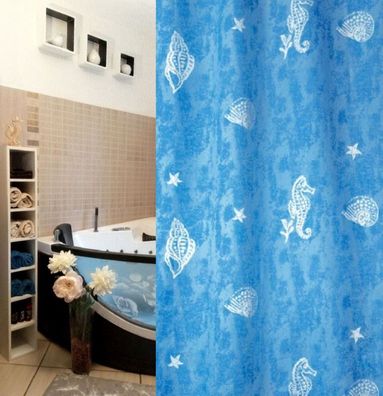 Duschvorhang Poros Acqua - Hell Blau 180 x 200 cm. Hochwertige Textil Markenware