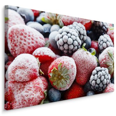 CANVAS Leinwandbild XXL Wandbilder Erdbeeren Brombeeren Früchte Eis 739