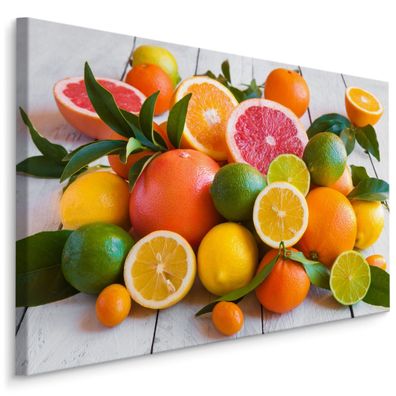 CANVAS Leinwandbild XXL Wandbilder Zitrusfrüchte Orangen Blätter 741