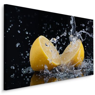 CANVAS Leinwandbild XXL Wandbilder Esszimmer saftige Zitronen in Wasser 743