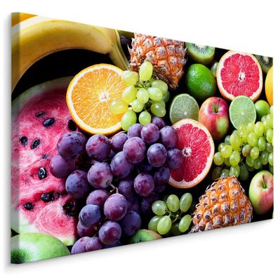 CANVAS Leinwandbild XXL Wandbilder Esszimmer Früchte Trauben Grapefruit 745