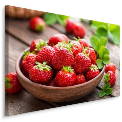 CANVAS Leinwandbild XXL Wandbilder Esszimmer Erdbeeren Früchte Pflanzen 748