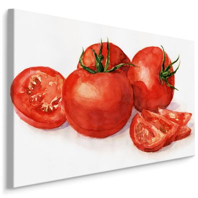 CANVAS Leinwandbild XXL Wandbilder Küche Tomaten gemalt Aquarell 754