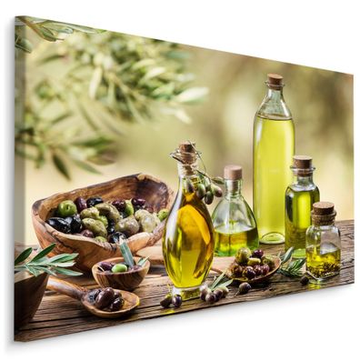 CANVAS Leinwandbild XXL Wandbilder Kunstdruck Küche Olivenöl Gewürze 767