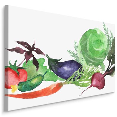 CANVAS Leinwandbild XXL Wandbilder Esszimmer gemaltes GEMÜSE Salad 770