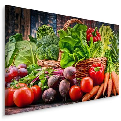 CANVAS Leinwandbild XXL Wandbilder Küche BUNTES Gemüse Pflanzen 780