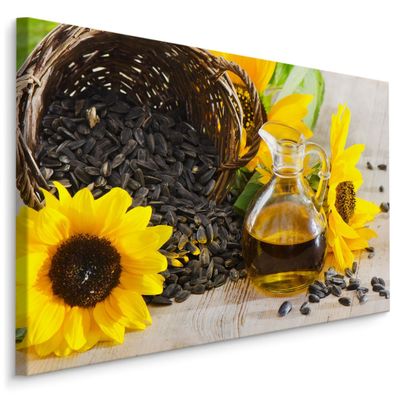 CANVAS Leinwandbild XXL Wandbilder Küche Blumen Samen Sonnenblume 797
