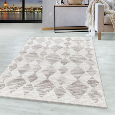 Wohnzimmer Teppich ROKKO Kurzflor Teppich Berber Stil Musterung