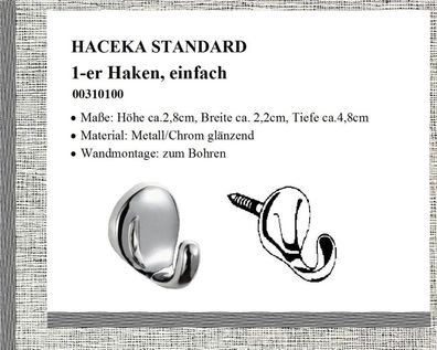 Model "Standard" 1er Haken Einzelhaken Haken Handtuchhaken Schraubhaken