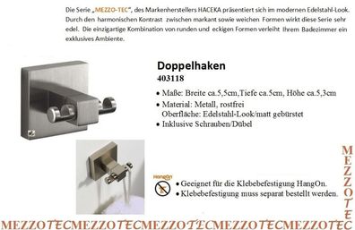 Mezzo Tec Doppelhaken Wandhaken Haken Rostfrei Double Wall Hook Rust-Free
