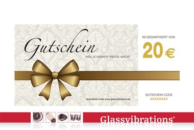 Glassvibrations Geschenk Gutschein € 20, - Glasplug Glas Plug Sexspielzeug Dildo
