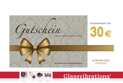Glassvibrations Geschenk Gutschein € 30, - Glasplug Glas Plug Sexspielzeug Dildo