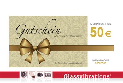 Glassvibrations Geschenk Gutschein € 50, - Glasplug Glas Plug Sexspielzeug Dildo