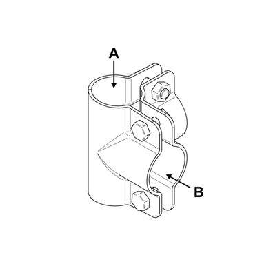 Eckschelle 90°, A 1 1/4" (42,4 mm) x B 1 1/4" (42,4 mm)