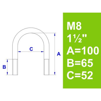 Bügelschraube galvanisch verzinkt, 1 1/2" (48,3 mm)...52 mm