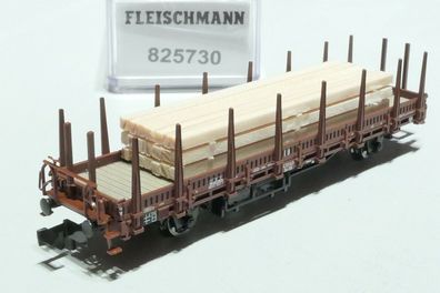 Fleischmann N DB 2achsiger Rungenwagen mit Holu beladen braun 825730 NEU OVP