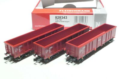 Fleischmann N CD Cargo 3x 4achsiger O Wagen braun 828343 NEU OVP