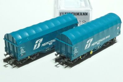 Fleischmann N FS 2x 4achs. Schiebeplanenwagen grün 837928 NEU OVP