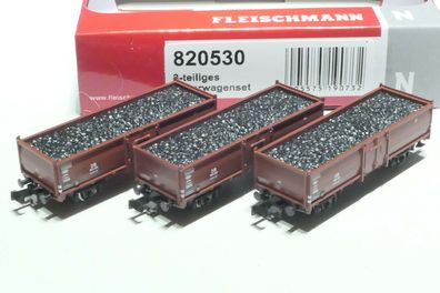 Fleischmann N DB 3x 2achsiger O Wagen braun 820530 NEU OVP