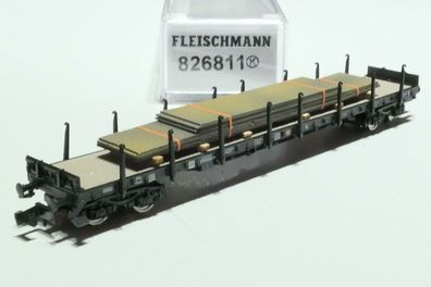 Fleischmann N DB AG 4achsiger Rungenwagen beladen schwarz 826811 NEU OVP