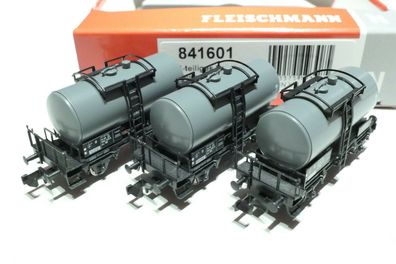 Fleischmann N DR 3teil. Set 2achs. Kesselwagen grau 841601 NEU OVP