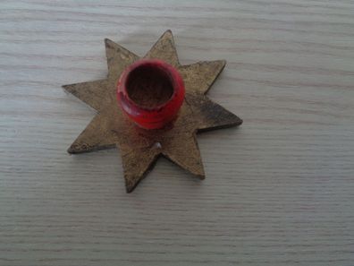 Kerzenhalter, Adventsleuchter-Stern -rot, gold-6,4cm