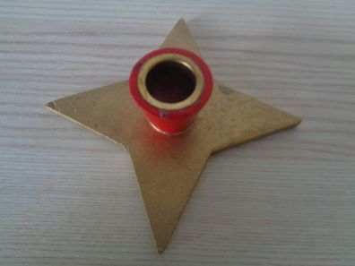 Kerzenhalter, Adventsleuchter-Stern -rot, gold-12,5cm-sehr alt