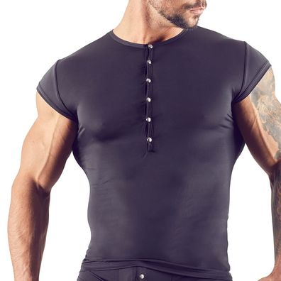 Sexy Herren Shirt M L XL Knöpfe V-Ausschnitt Hemd Swingerclub schwarz "Klassik" C33