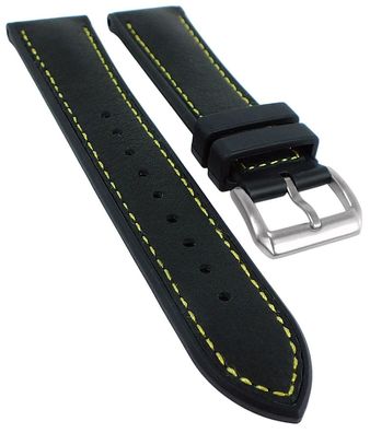 Herzog 3M Scotchg.- Rubber Uhrenarmband schwarz Materialmix gelbe Naht