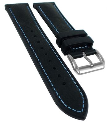 Herzog 3M Scotchg.- Rubber Uhrenarmband Materialmix blaue Naht schwarz