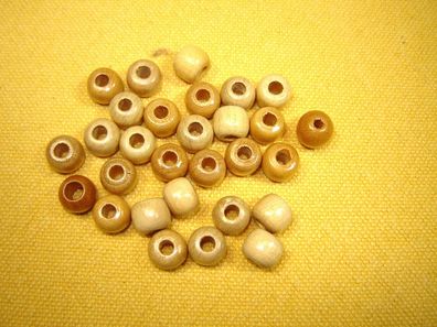 29 Stück Perlen Holzperlen hell 0,8cm lang 0,9cm Durchmesser Nr2520