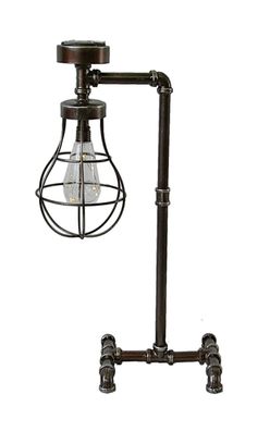 Solar Stehlampe aus Gusseisen im Rohr Design - Vintage - LED Lampe Leuchte