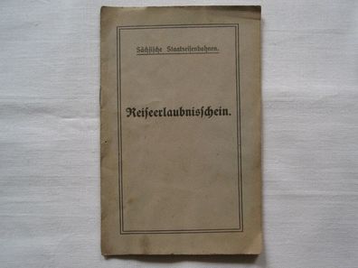 Reiseerlaubnisschein Sächsische Staatseisenbahn vom 16.6.1919 Chemnitz Sachsen