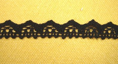 Häkelspitze Häkelborte Baumwolle schwarz 1,2 cm breit je Meter HSp13