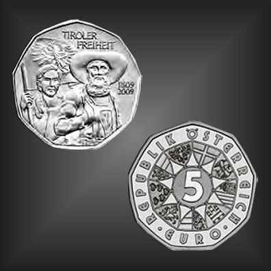 5 EURO Silbermünze "Tiroler Freiheit" Österreich 2009