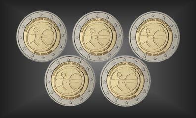 5 x 2 EURO Sondermünze "10 Jahre WWU" BRD 2009